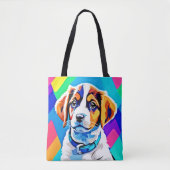 Welpenporträt: Farbiger Hund Tasche (Vorderseite)
