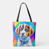 Welpenporträt: Farbiger Hund Tasche (Rückseite)