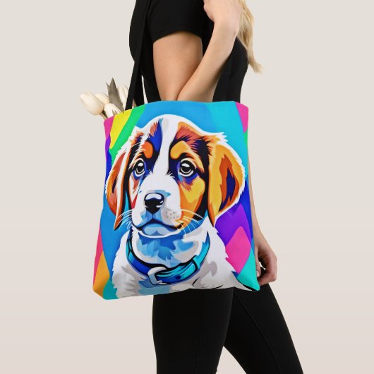 Welpenporträt: Farbiger Hund Tasche (Von Nahem)