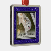 Welpen's 1. Weihnachtsfest Foto Ornament Aus Metall (Rechts)