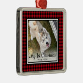 Welpen's 1. Weihnachtsfest Foto Ornament Aus Metall (Rechts)