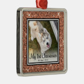 Welpen's 1. Weihnachtsfest Foto Ornament Aus Metall (Rechts)