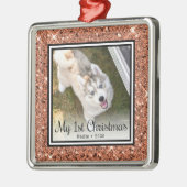 Welpen's 1. Weihnachtsfest Foto Ornament Aus Metall (Links)