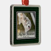 Welpen's 1. Weihnachtsfest Foto Ornament Aus Metall (Rechts)