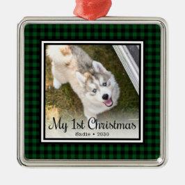 Welpen's 1. Weihnachtsfest Foto Ornament Aus Metall