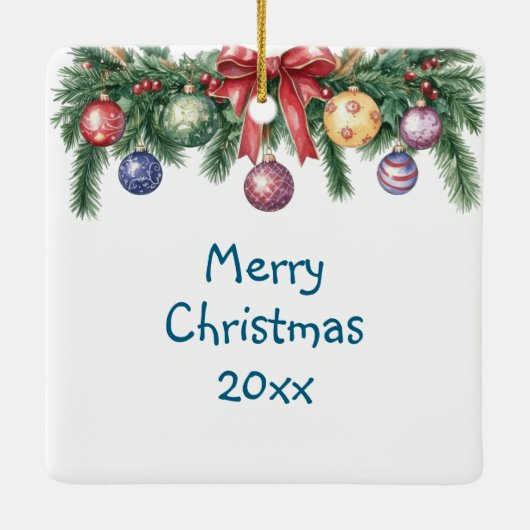 Welpenschlafen auf festlicher Front Porsche Weihna Keramikornament (Rückseite)