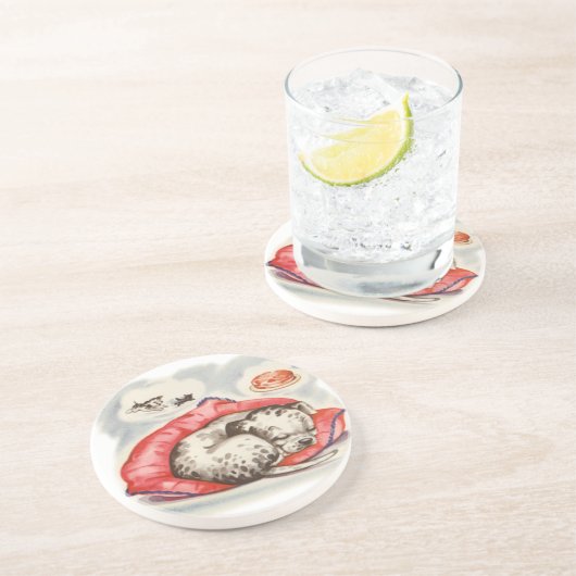 Welpenschlafen Sandstein Untersetzer (Seite)