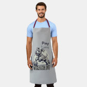 Welpenspielzeit: Grauer Hund macht Spaß bei der Ba Schürze (Getragen)