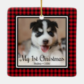 Welpenweihnachtsfest Keramikornament (Rückseite)