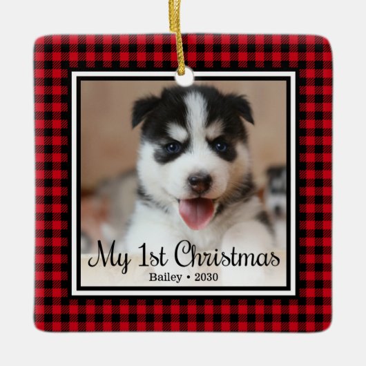 Welpenweihnachtsfest Keramikornament (Vorderseite)
