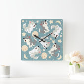 Welpenwolf Quadratische Wanduhr (Zuhause)