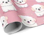 Welpenzustandsüberladung: Bichon Frise Delight Geschenkpapier (Rolleneckpunkt)