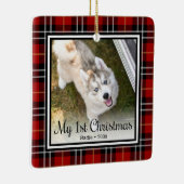 Welpe's 1. Weihnachten 2 Foto Keramikornament (Rechts)