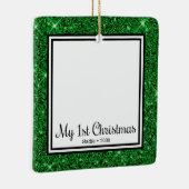 Welpe's 1. Weihnachten 2 Foto Keramikornament (Rechts)