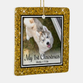 Welpe's 1. Weihnachten 2 Foto Keramikornament (Rechts)