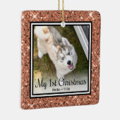Welpe's 1. Weihnachten 2 Foto Keramikornament (Rechts)