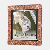 Welpe's 1. Weihnachten 2 Foto Keramikornament (Links)