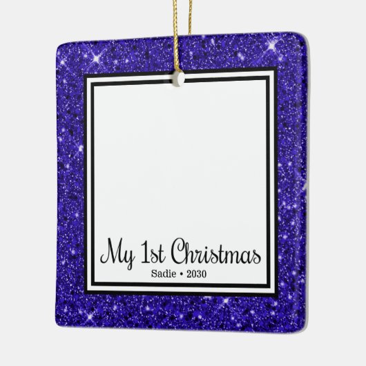 Welpe's 1. Weihnachten 2 Foto Keramikornament (Links)