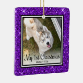 Welpe's 1. Weihnachten 2 Foto Keramikornament (Rechts)