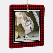 Welpe's 1. Weihnachten 2 Foto Keramikornament (Rechts)