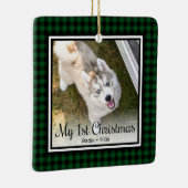 Welpe's 1. Weihnachten 2 Foto Keramikornament (Rechts)