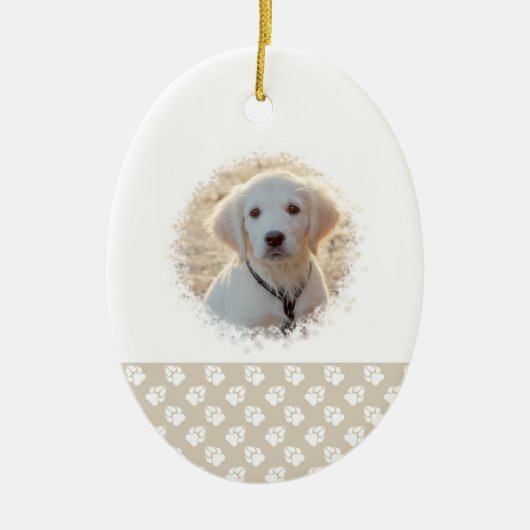 Welpe's 1. Weihnachts Custom Pet Foto Template Keramik Ornament (Vorne)