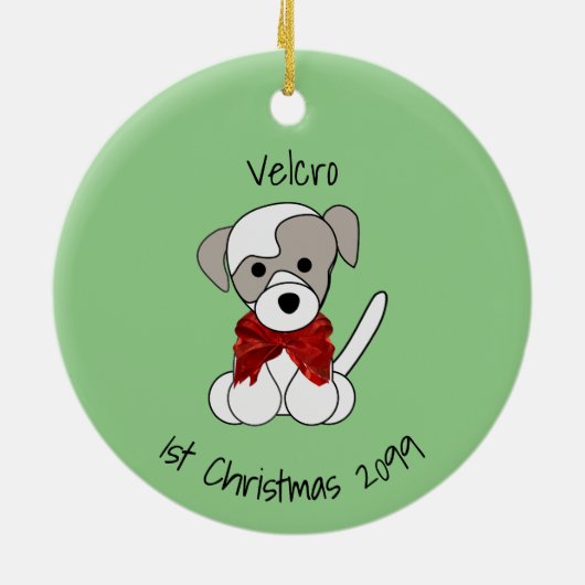 Welpe's 1. Weihnachtsrunde Upload Keramik Ornament (Hinten)