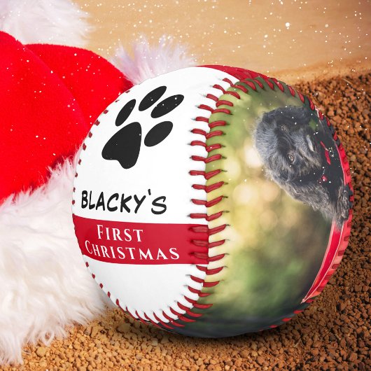 Welpe's erste Weihnachts-Hund Paw Foto Collage Baseball