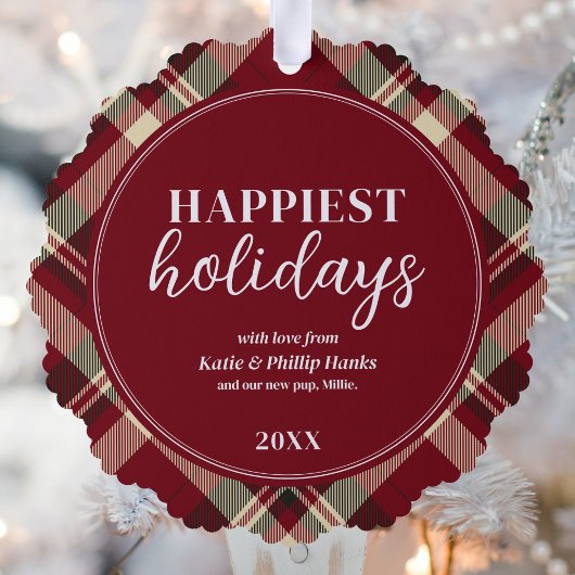 Welpe's erstes zweiseitiges Weihnachts-Foto Ornament Karte