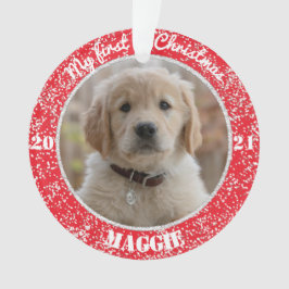 Welpe's First Christmas Foto Ornament
