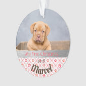 Welpe's First Christmas Foto Ornament (Vorderseite)
