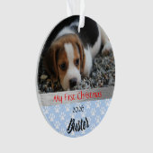 Welpe's First Christmas Foto Ornament (Vorderseite)
