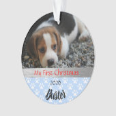 Welpe's First Christmas Foto Ornament (Vorderseite)