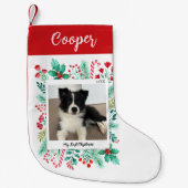 Welpe's First Christmas Foto und Name Kleiner Weihnachtsstrumpf (Vorderseite)