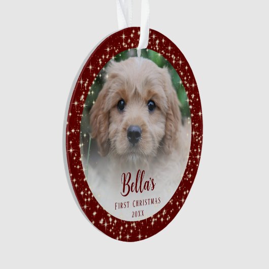 Welpe's First Christmas Red Ornament (Vorderseite)