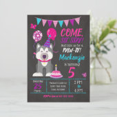 Welppy Birthday Einladung Girl Paw-ty Husky (Stehend Vorderseite)