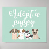 Welppy Birthday Party Sign Adoptiere ein Welpe Poster (Vorne)