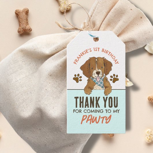 Welppy Dog Birthday Party Danke Geschenkanhänger