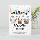 Welppy Dog Girl Birthday Pawty Einladung (Stehend Vorderseite)