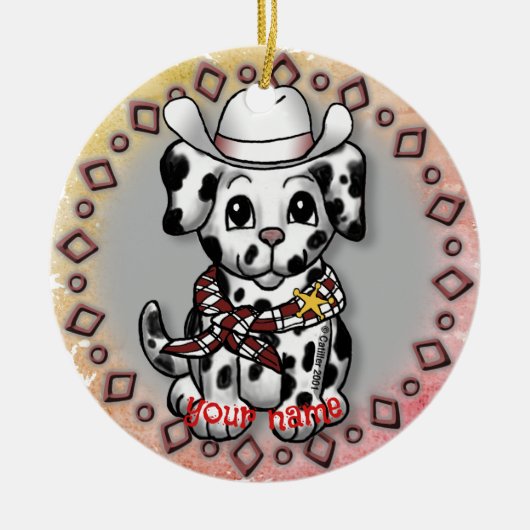 Welppy Dog Sheriff Keramik Ornament (Vorne)