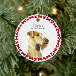 Welppy First Christmas Custom Airedale Terrier Keramik Ornament