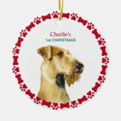 Welppy First Christmas Custom Airedale Terrier Keramik Ornament (Vorne)