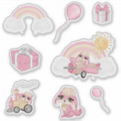 Welppy Girl Birthday Aufkleber (Vorderseite)