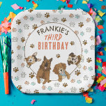 Welppy Paw ty Birthday Party Pappteller<br><div class="desc">Es ist an der Zeit, die guten Zeiten lassen rollen und feiern einen besonderen Tag mit einem Hund Themed Geburtstagsparty für Kinder! Oder Hunde! Lassen Sie sich mit diesen bezaubernden Tellern zum Geburtstag eines Welpen von einer unvergesslichen Liebe und Spaß für Ihre Kleine verwöhnen. Diese Teller verfügen über niedliche Cartoon-Doggies,...</div>