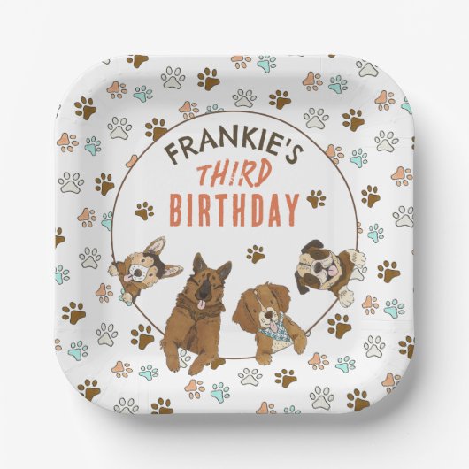 Welppy Paw ty Birthday Party Pappteller (Vorderseite)