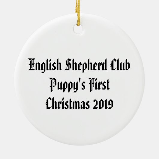 Welppy's First Christmas 2019 English Shepherd Keramik Ornament (Hinten)