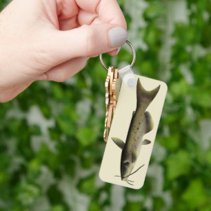 Wels-Angeln, Vintage Meeresleben Flussfische Schlüsselanhänger