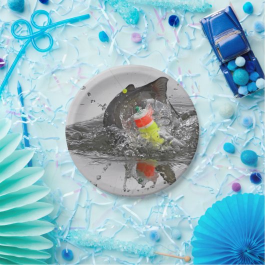 Wels nimmt dem Köder photographische Kunst Pappteller (Party)