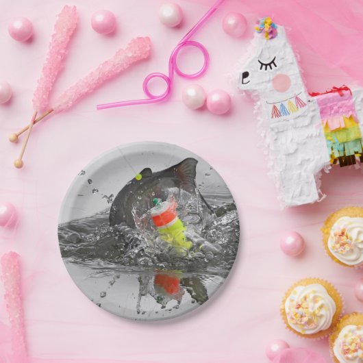 Wels nimmt dem Köder photographische Kunst Pappteller (Party)