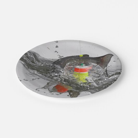 Wels nimmt dem Köder photographische Kunst Pappteller (Schrägansicht)